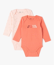 GEMO Body bébé à manches longues et motifs (lot de 2) Rose