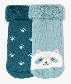 GEMO Chaussettes en maille bouclette imprimée bébé garçon (lot de 2) Bleu