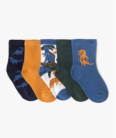 chaussettes hautes motifs dinosaures garcon (lot de 5) bleu standard chaussettesE183601_1