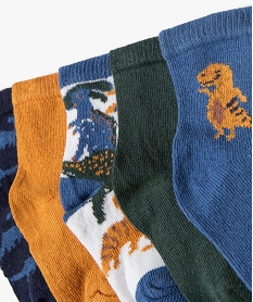 chaussettes hautes motifs dinosaures garcon (lot de 5) bleu standard chaussettesE183601_2