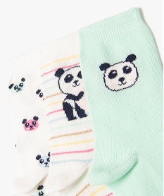chaussettes mi-hautes avec motifs pandas fille (lot de 3) beigeE184101_2