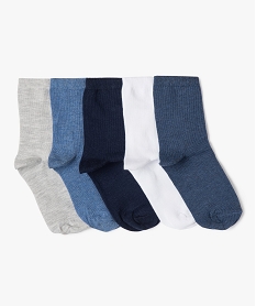 chaussettes hautes coloris uni garcon (lot de 5) bleuE186601_1