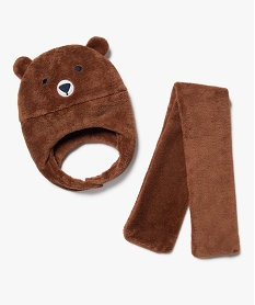 GEMO Ensemble hiver 2 pièces cagoule et écharpe bébé marron vif