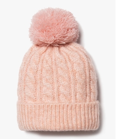 GEMO Bonnet en maille torsadée avec pompon bébé fille rose standard