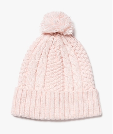 GEMO Bonnet torsadé à pompon fille rose standard