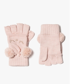 gants fille 2-en-1 avec pompons et details pailletes rose standardE190901_1