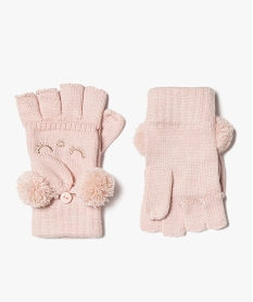 GEMO Gants fille 2-en-1 avec pompons et détails pailletés rose standard