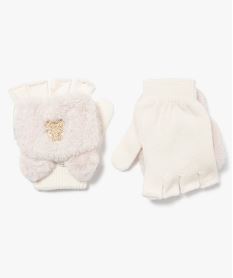 moufles mitaines 2-en-1 en fourrure imitation fille - lulucastagnette beige standard foulards echarpes et gantsE191401_3
