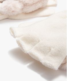 moufles mitaines 2-en-1 en fourrure imitation fille - lulucastagnette beige standard foulards echarpes et gantsE191401_4