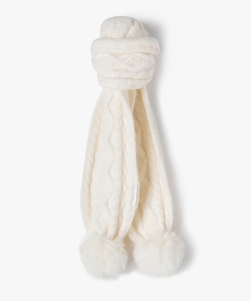 echarpe a maille fantaisie et pompons doux fille - lulucastagnette beige standard foulards echarpes et gantsE192001_2