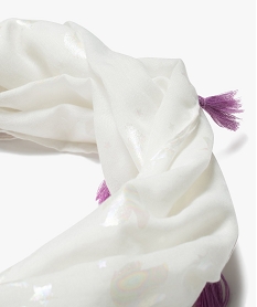 foulard snood a motifs irises et pompons fille blanc standard foulards echarpes et gantsE192701_2
