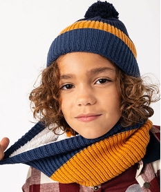 echarpe snood bicolore doublee sherpa garcon bleu standard foulards echarpes et gantsE194001_3