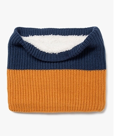 echarpe snood bicolore doublee sherpa garcon bleu standard foulards echarpes et gantsE194001_4