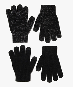 GEMO Gants tactiles en maille extensible fille (lot de 2) noir standard