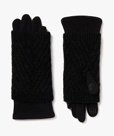 gants mitaines 2 en 1 tactiles femme noir standardE199701_1