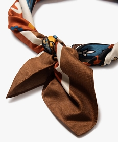 foulard carre imprime en maille satinee femme multicoloreE203801_2