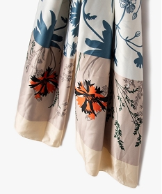 foulard en satin a motifs fleuris femme multicoloreE204001_2
