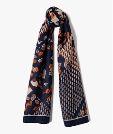 foulard a motif feuillage femme bleu standard autres accessoiresE204601_1