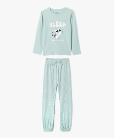 GEMO Pyjama à motif chat avec touches scintillantes fille Vert
