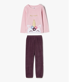 GEMO Pyjama en velours avec motif licorne fille Rose