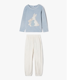 GEMO Pyjama en velours avec motif lapins fille Bleu