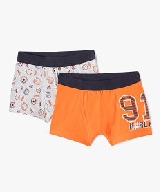 GEMO Boxer en coton stretch à motif basket garçon (lot de 2) Multicolore