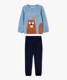 GEMO Pyjama en velours avec motif castor garçon Bleu