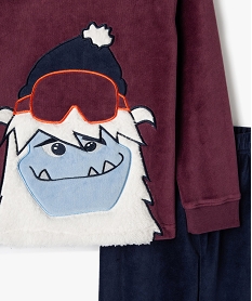 pyjama en velours avec motif monstre garcon violetE210901_3