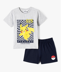 GEMO Pyjashort garçon bicolore avec motif Pikachu- Pokemon Gris