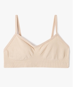 GEMO Brassière à fines bretelles en maille extensible fille Brun