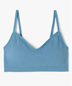 GEMO Brassière à fines bretelles en maille côtelée avec mousses amovibles fille Bleu
