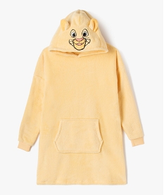 GEMO Chemise de nuit à capuche en maille peluche motif Le Roi Lion fille - Disney Jaune