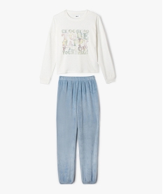 GEMO Pyjama en velours avec inscription multicolore fille Beige