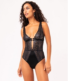 GEMO Body en dentelle scintillante avec dos ouvert femme Noir