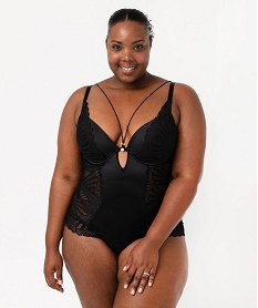 body en dentelle et microfibre femme grande taille noir sous-vetementsE225601_1