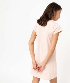 chemise de nuit imprimee a manches courtes femme rose nuisettes chemises de nuitE226301_3