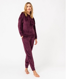 GEMO Pyjama femme en velours extensible Violet