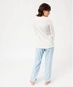 pyjama chaud en maille peluche douillette femme multicolore pyjamas ensembles vestesE229001_4