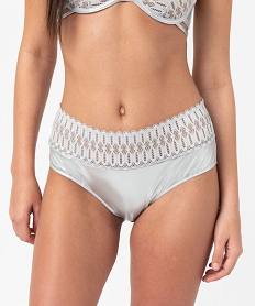 GEMO Culotte taille haute en matière scintillante et dentelle femme Gris