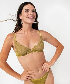 GEMO Soutien-gorge corbeille à armatures en dentelle et satin Vert