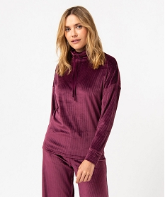 haut de pyjama en velours cotele femme violetE240201_1