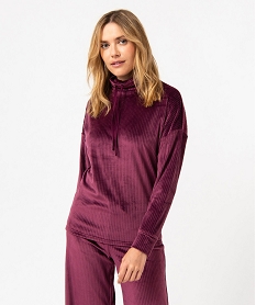 GEMO Haut de pyjama en velours côtelé femme Violet