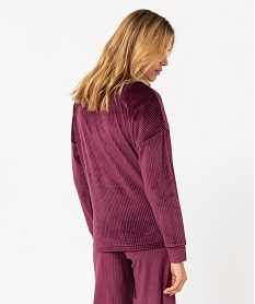 haut de pyjama en velours cotele femme violetE240201_3