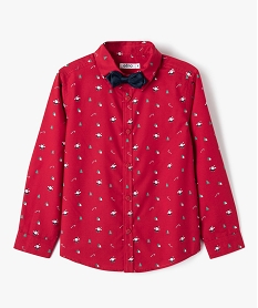 GEMO Chemise imprimée spéciale Noël garçon avec noeud papillon Rouge