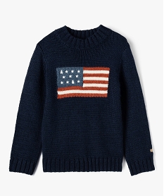 pull en maille avec drapeau americain garcon - lulucastagnette bleuE254001_1