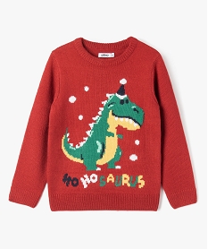 GEMO Pull de Noël avec motif Dinosaure garçon Rouge