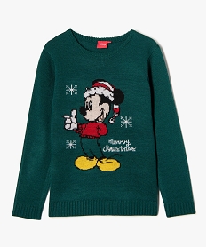 pull de noel avec motif mickey garcon - disney vert pullsE254401_1