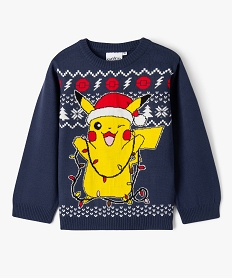 GEMO Pull de Noël avec motif Pikachu garçon - Pokemon Bleu
