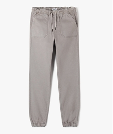 pantalon en toile avec ceinture elastique garcon gris pantalonsE268701_1