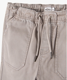 pantalon en toile avec ceinture elastique garcon gris pantalonsE268701_2